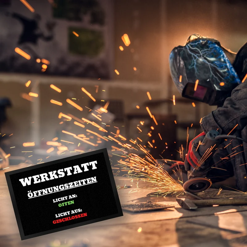 Werkstatt Öffnungszeiten Fußmatte in 35x50 cm
