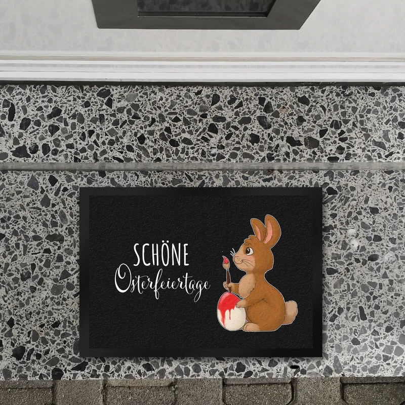 Schöne Osterfeiertage Fußmatte mit Hase und Osterei