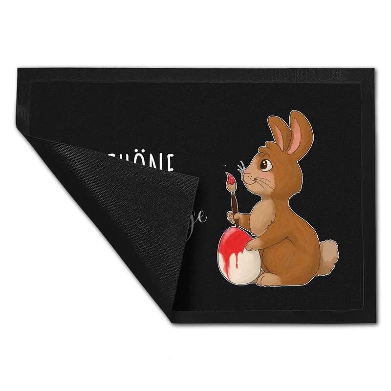 Schöne Osterfeiertage Fußmatte mit Hase und Osterei