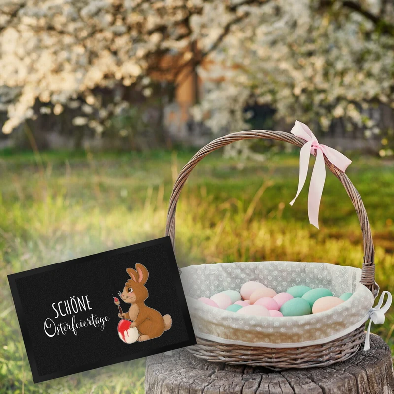 Schöne Osterfeiertage Fußmatte mit Hase und Osterei