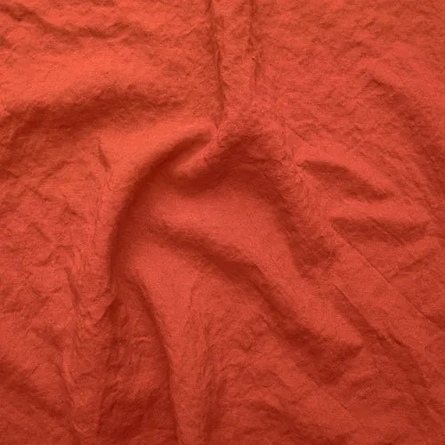 Langer Damen-Bademantel mit Kimono-Kragen aus Leinen in Koralle - Laís