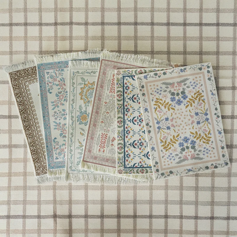 Rechteckiger Dekorativer Vintage-Teppich mit floraler webstruktur und Fransen Karnz