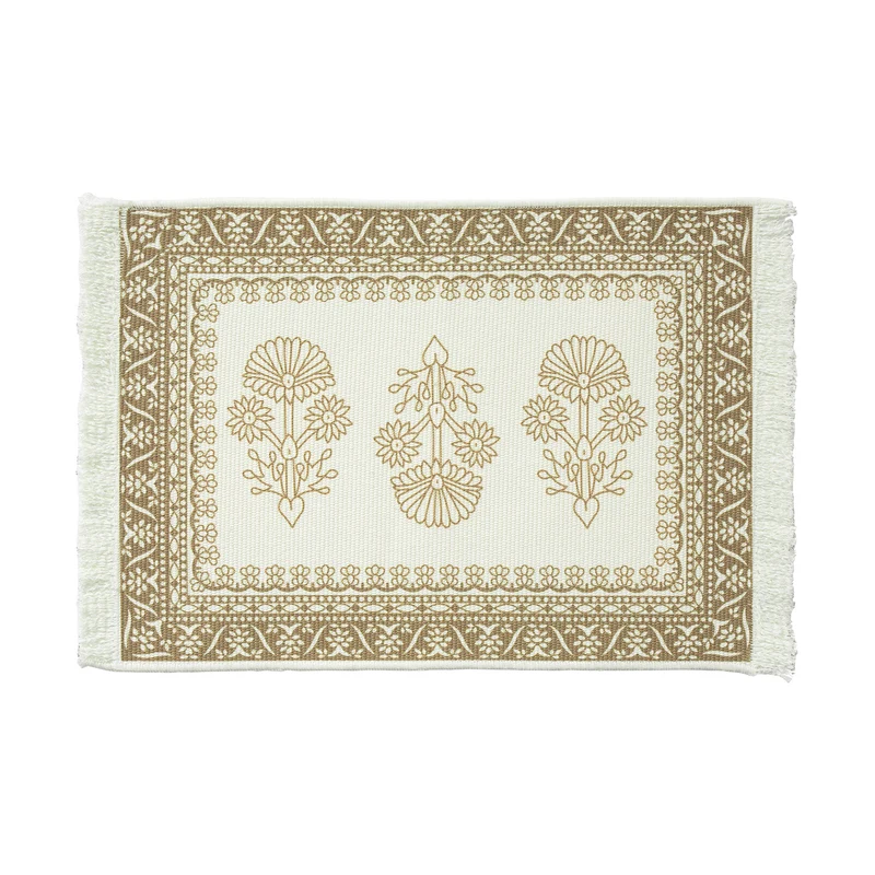 Rechteckiger Dekorativer Vintage-Teppich mit floraler webstruktur und Fransen Karnz