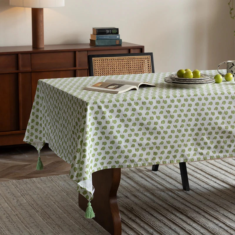 Rechteckige Baumwoll-Tischdecke mit floralen Blockprint-Medaillons Karnz