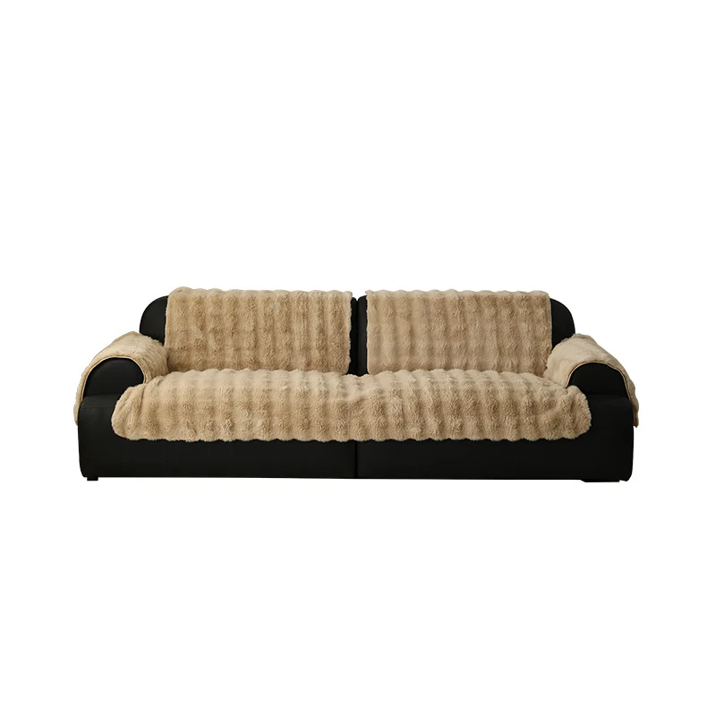 Hochflor-Sofaüberwurf-Set aus Kunstfell mit Sitz-, Rücken- und Armlehnenbezügen Karnz