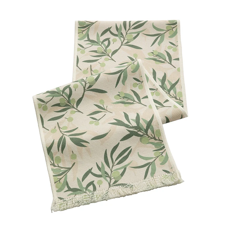 Gewebter Tischläufer mit floralem Jacquardmuster und Fransensaum Karnz