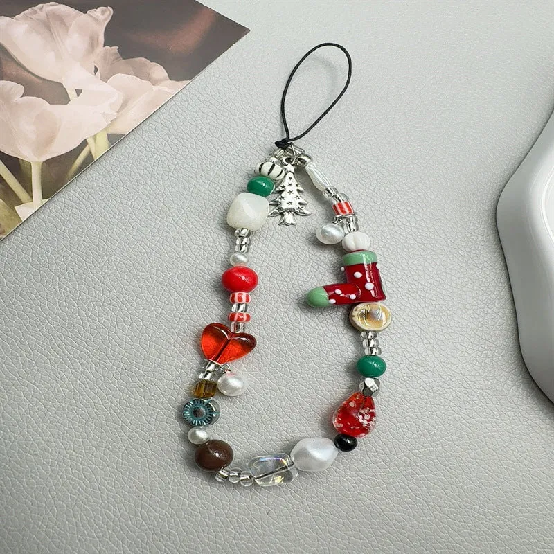 Christmas-Themed Beaded Charm Phone Lanyard Stornfield