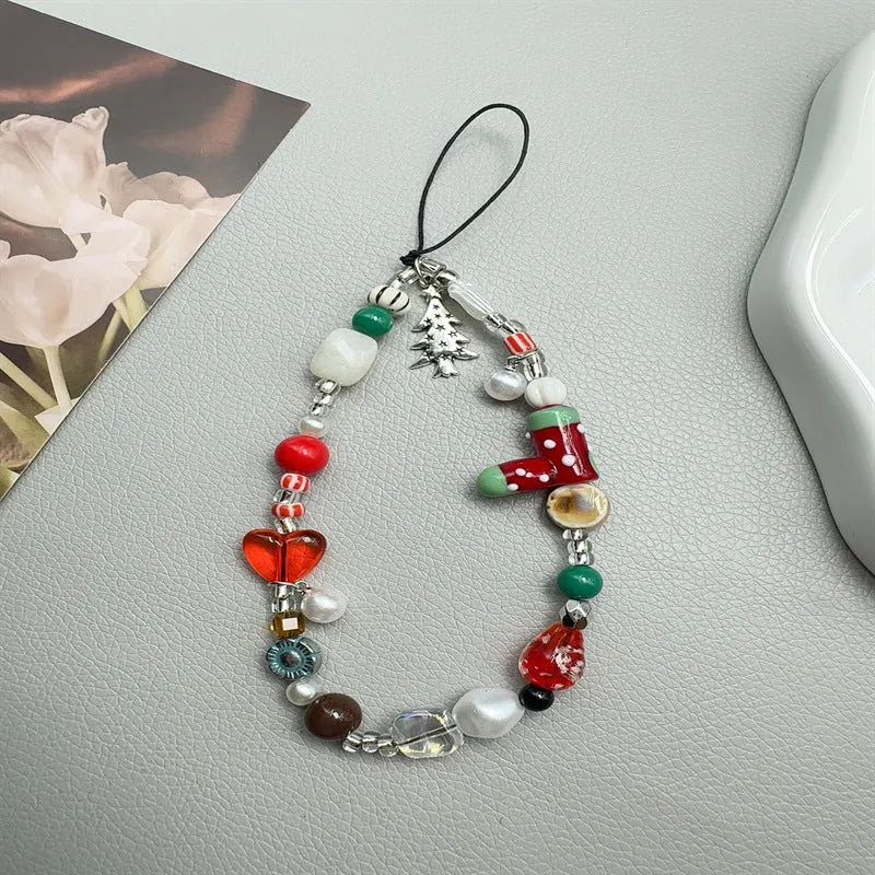 Christmas-Themed Beaded Charm Phone Lanyard Stornfield