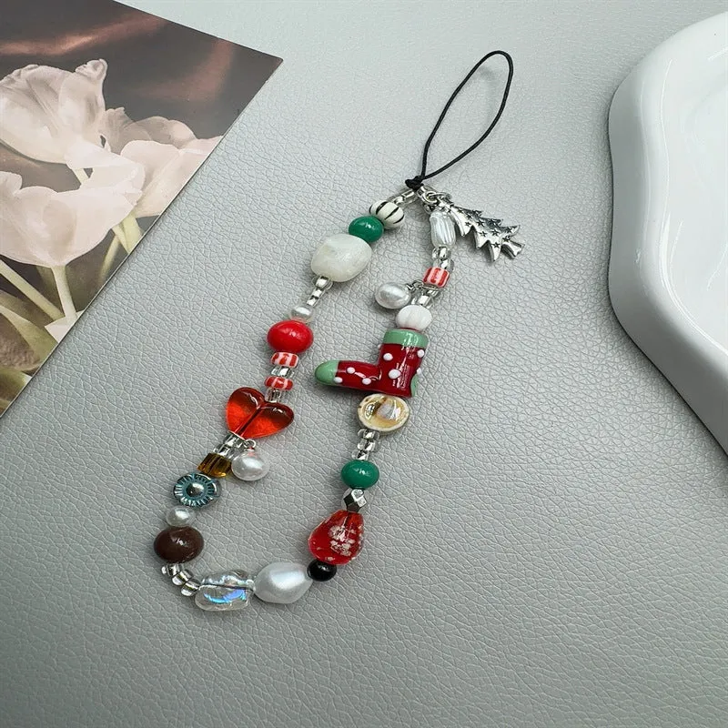 Christmas-Themed Beaded Charm Phone Lanyard Stornfield