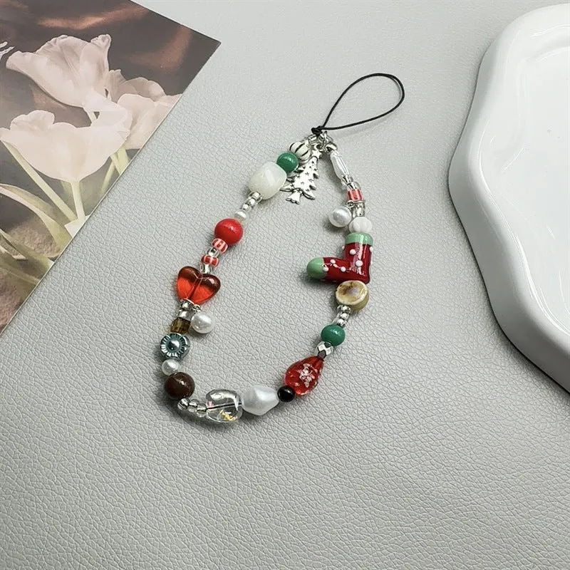 Christmas-Themed Beaded Charm Phone Lanyard Stornfield