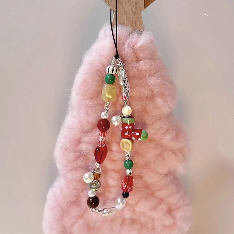 Christmas-Themed Beaded Charm Phone Lanyard Stornfield