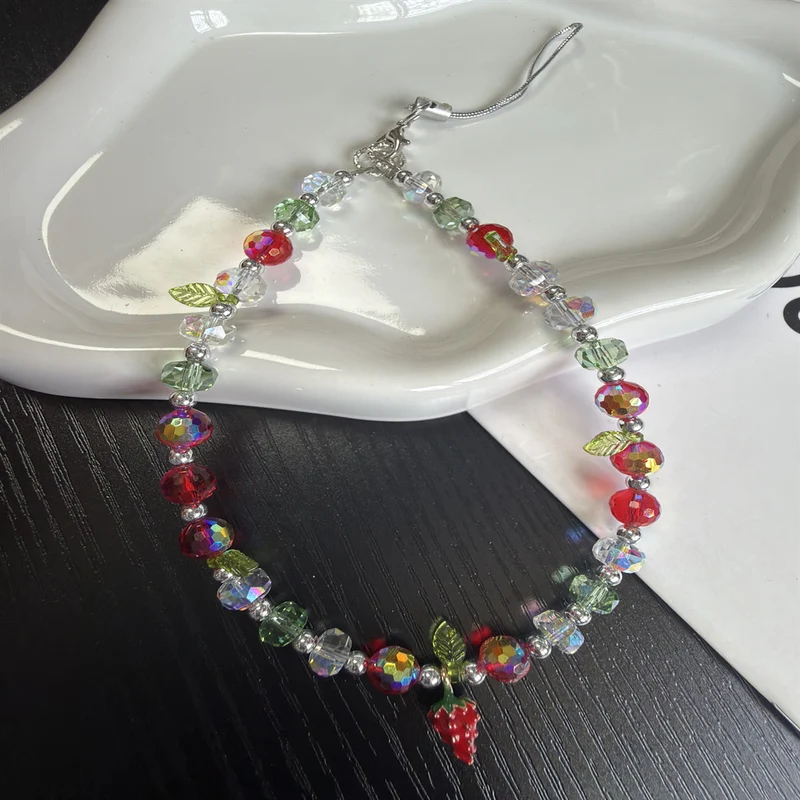 Charming Strawberry Crystal Beaded Necklace Stornfield