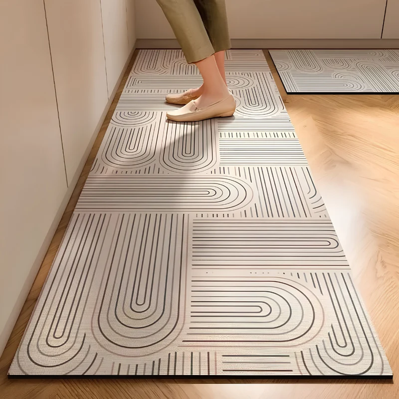 Karo Luxus Küchenläufer Rutschfest - Minimalistischer Küchenteppich mit Komfort-Polsterung