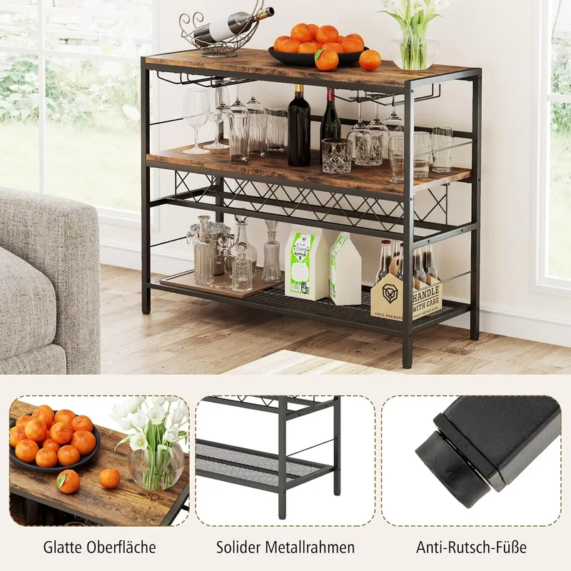 Barschrank mit Weinregal, 4 Ebenen