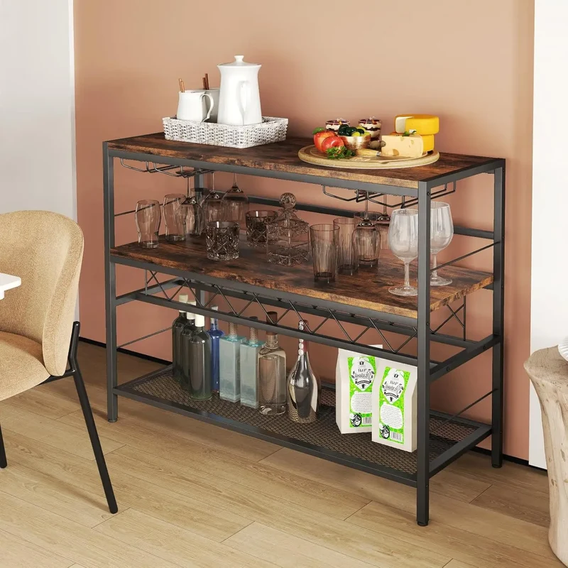 Barschrank mit Weinregal, 4 Ebenen