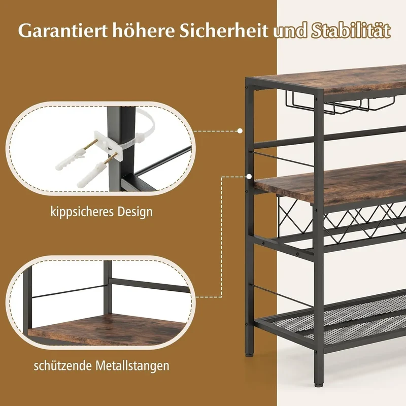 Barschrank mit Weinregal, 4 Ebenen