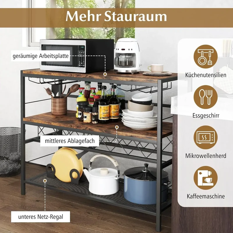 Barschrank mit Weinregal, 4 Ebenen