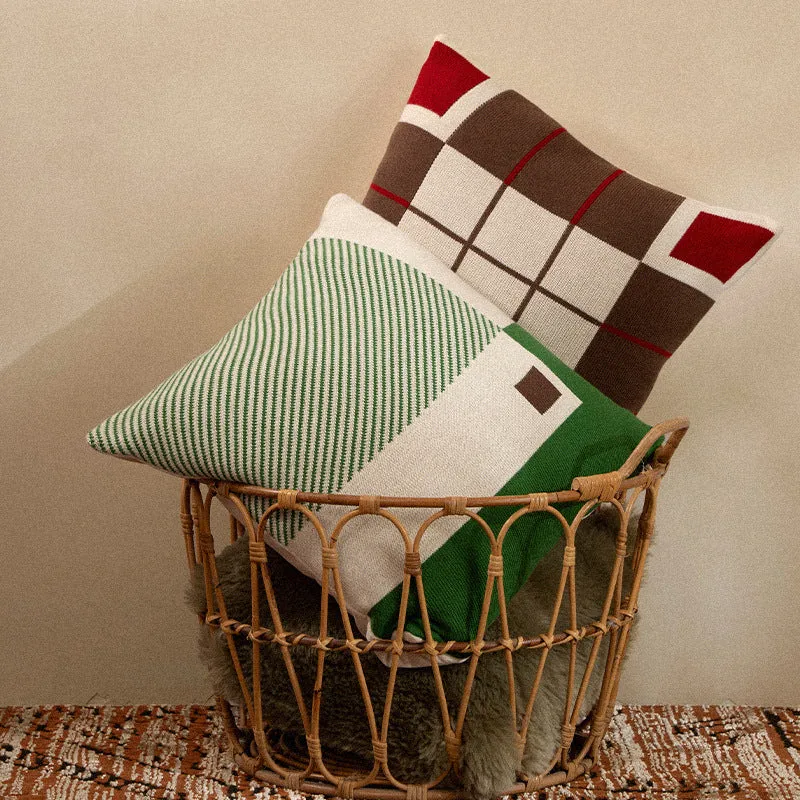 Gewebter Kissenbezug mit kariertem Jacquard‑Relief und verdecktem Reißverschluss Karnz