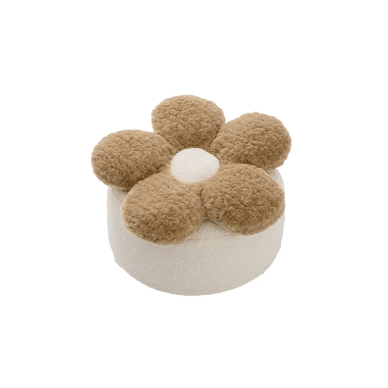 Rundes blütenförmiges Sitzpouf mit kuscheligem Teddy‑Fleece und abnehmbarem Bezug Karnz