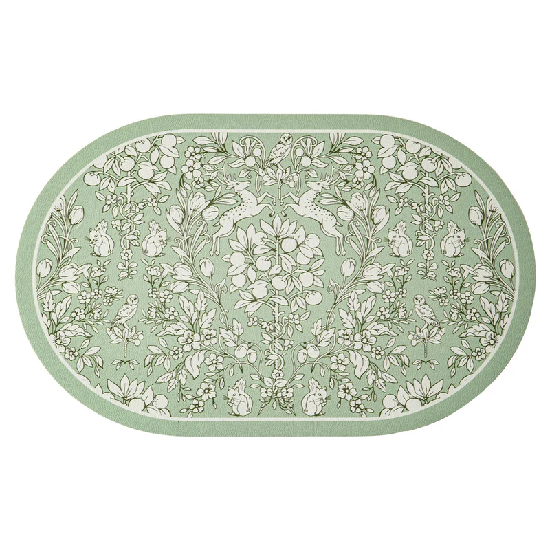 Runder dekorativer Teppich mit floraler Tierillustration und feiner Jacquardstruktur Karnz
