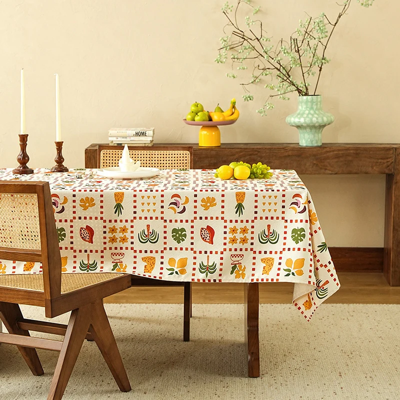 Rechteckige Tischdecke mit retro-inspiriertem Kachelmuster und Baumwollmischung Karnz