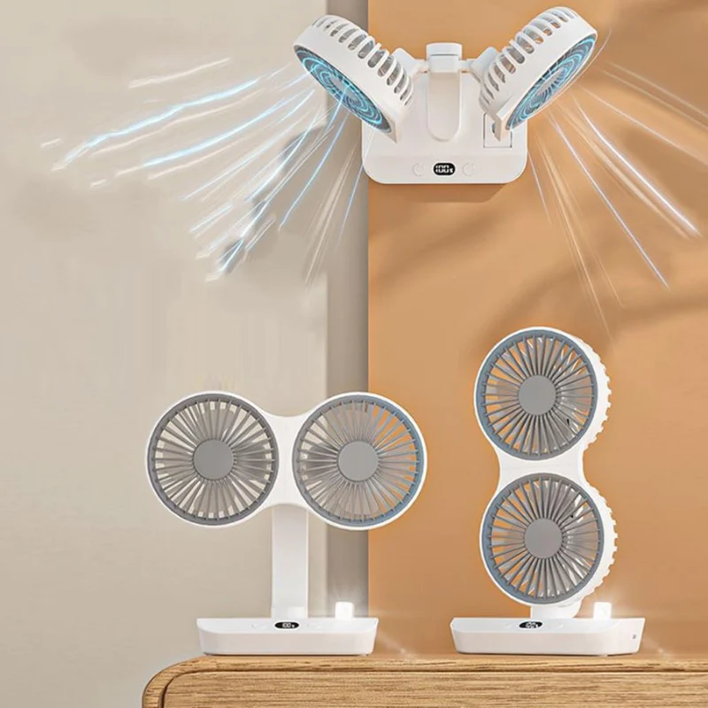 Wiederaufladbarer Ventilator mit Doppelkopf | Karnz