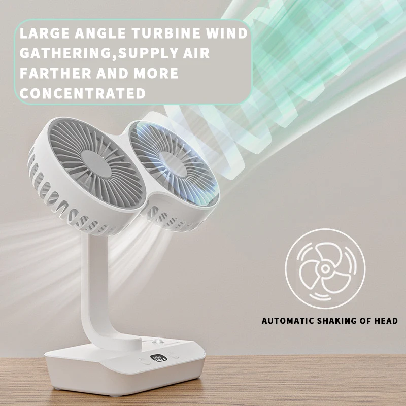 Wiederaufladbarer Ventilator mit Doppelkopf | Karnz