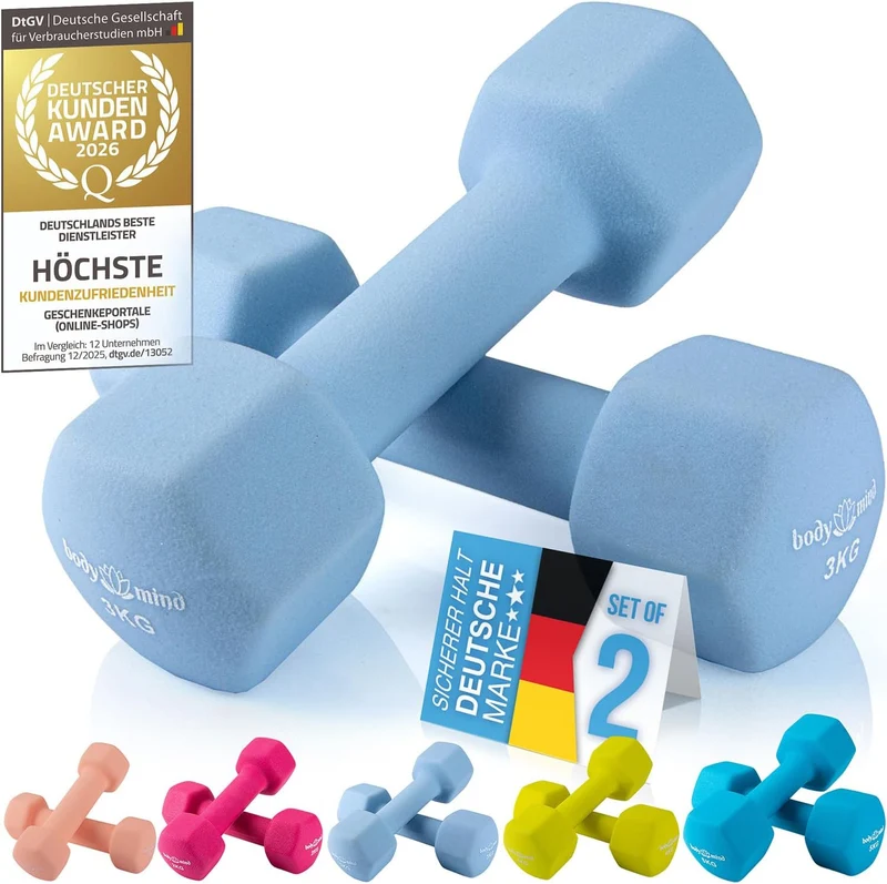 Neopren Hanteln 2er Set – Rutschfeste Hex-Gymnastikhanteln