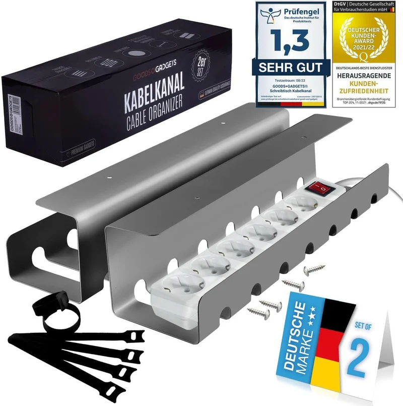 Kabelkanal Schreibtisch 2er Set - Kabelmanagement Ordnungssystem