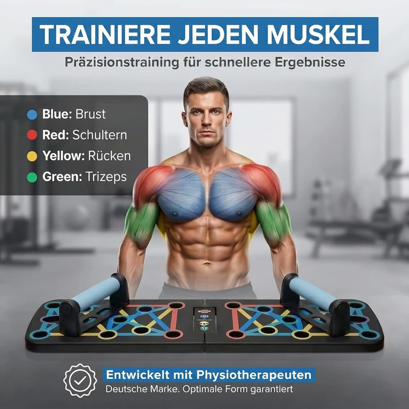 20in1 Liegestütze-Brett Elite - Faltbares Push-Up Board mit Bändern