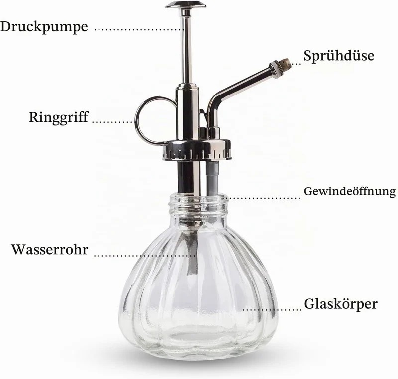 Vintage Pflanzenzerstäuber Glas - 200ml Retro Sprühflasche