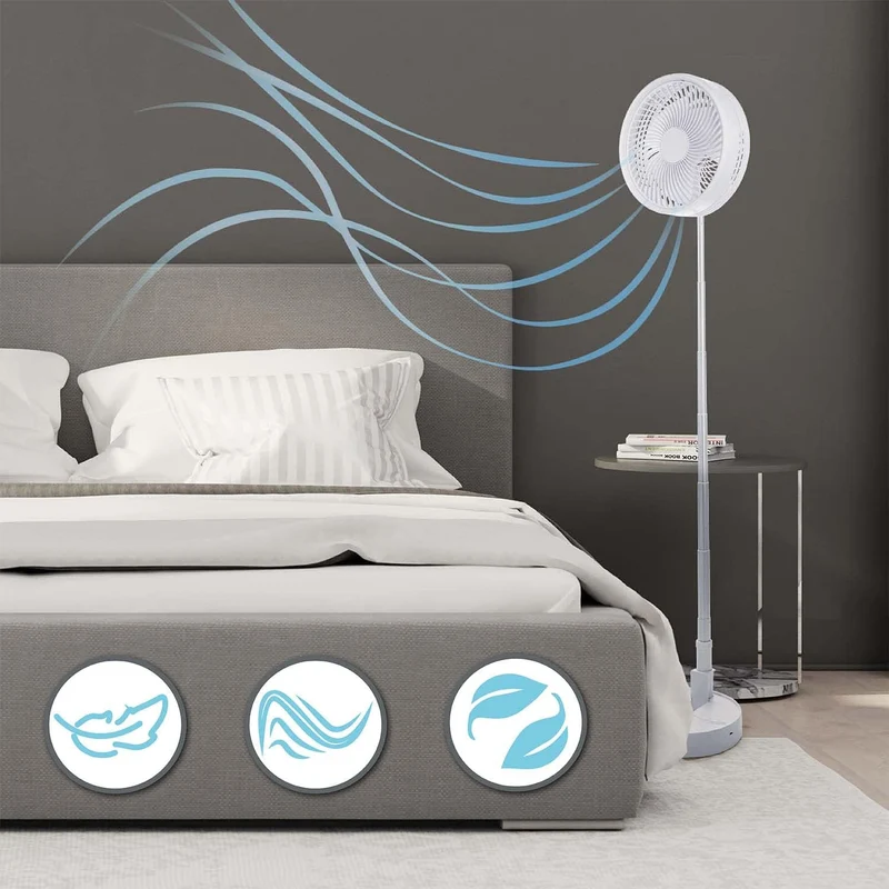 Kabelloser Tischventilator 7200 mAh Akku - Mini USB Ventilator Lüfter 3 Stufen