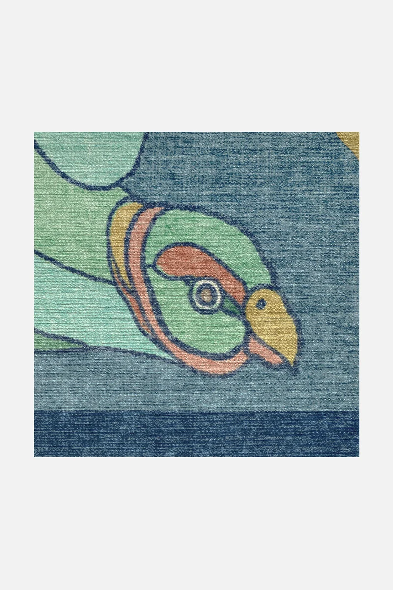 Tropenvögel Blau Teppich