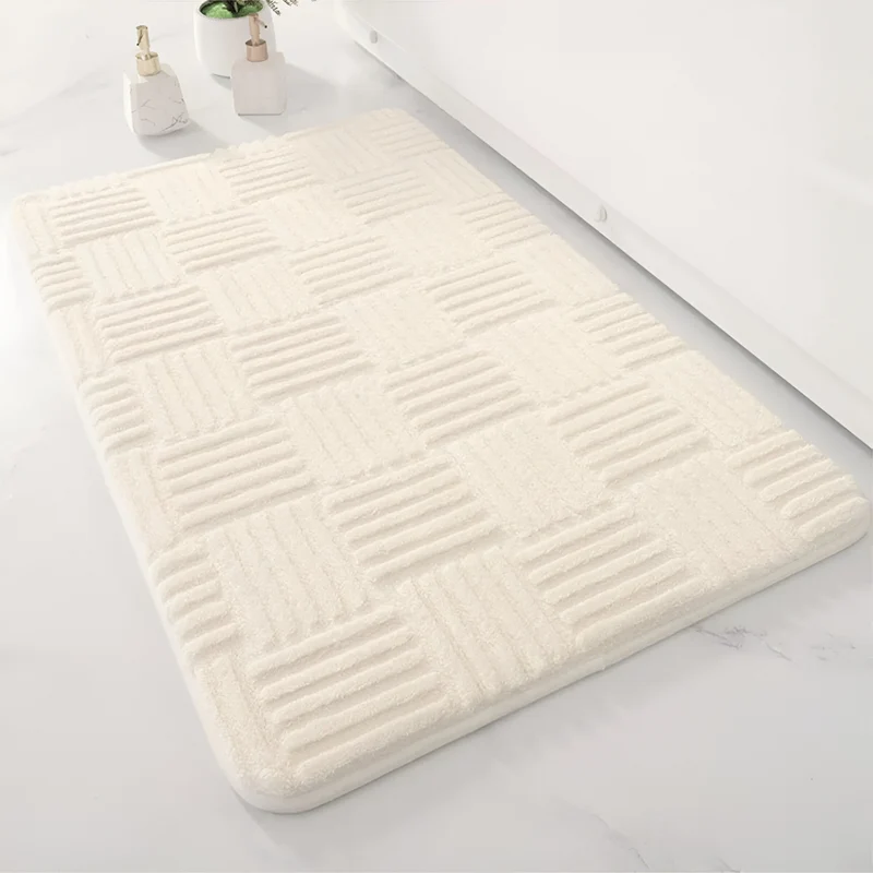 Extra Dicke Rutschfeste Badematte mit Gestreiftem Design - Weich und Hoch Absorbierend für das Badezimmer
