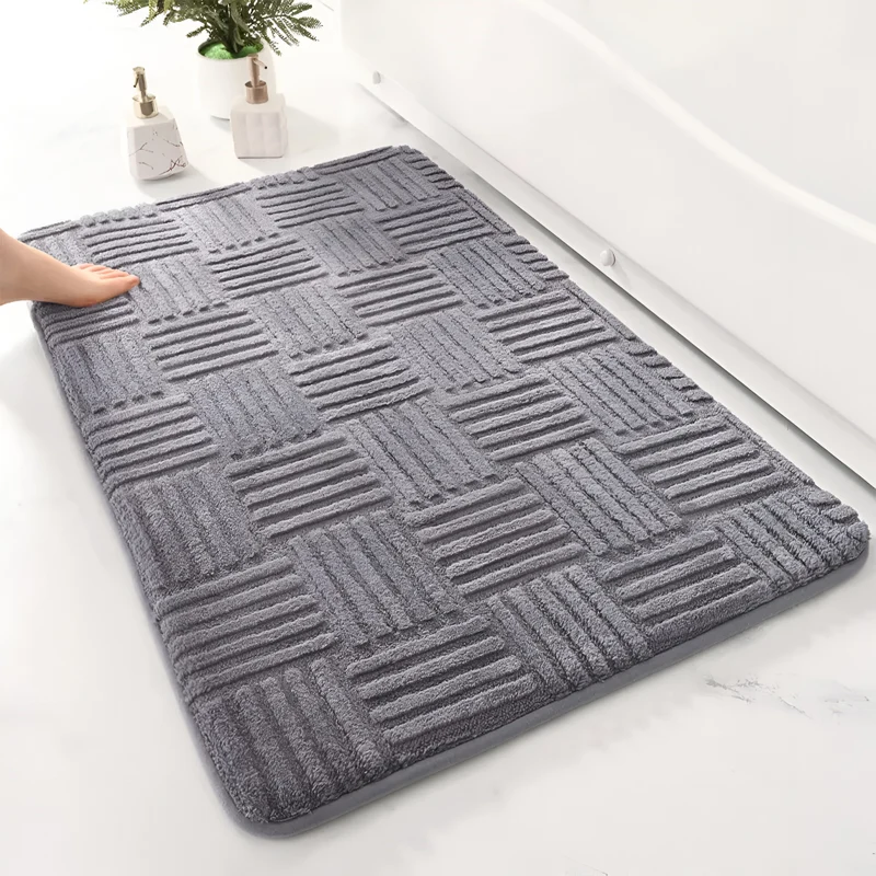 Extra Dicke Rutschfeste Badematte mit Gestreiftem Design - Weich und Hoch Absorbierend für das Badezimmer