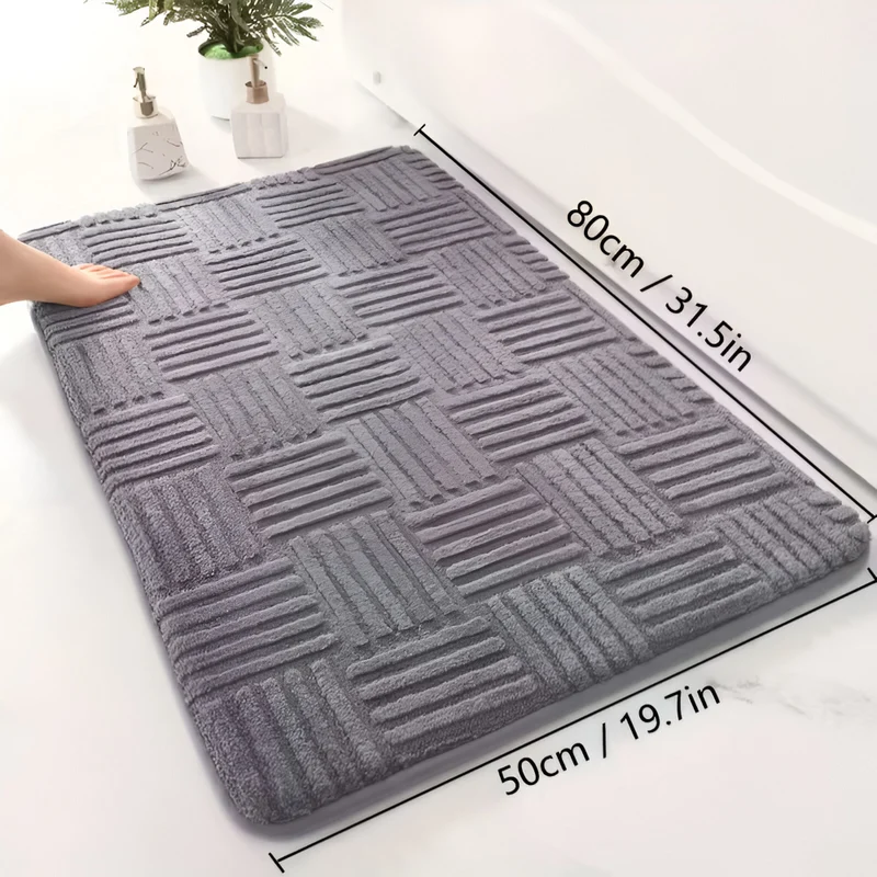 Extra Dicke Rutschfeste Badematte mit Gestreiftem Design - Weich und Hoch Absorbierend für das Badezimmer