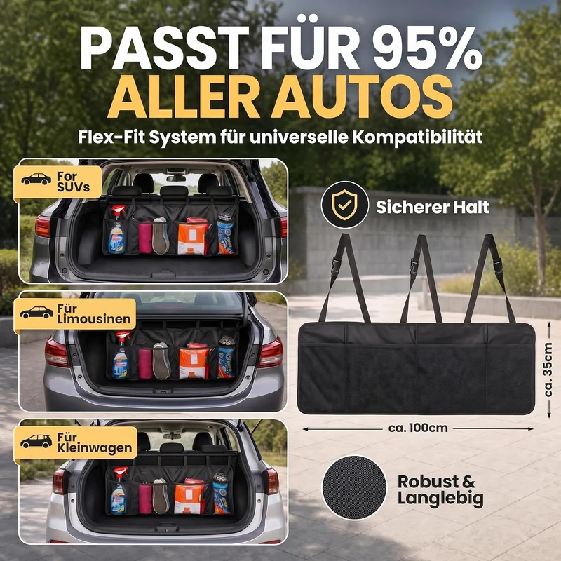 Kofferraum Organizer - Faltbare Autotasche mit 4 Fächern
