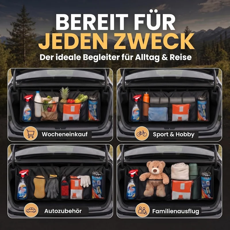 Kofferraum Organizer - Faltbare Autotasche mit 4 Fächern