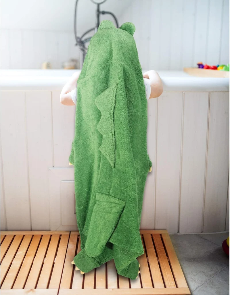 Krokodil Kapuzenhandtuch Baby - 100% Baumwolle Öko-Tex 76x76cm