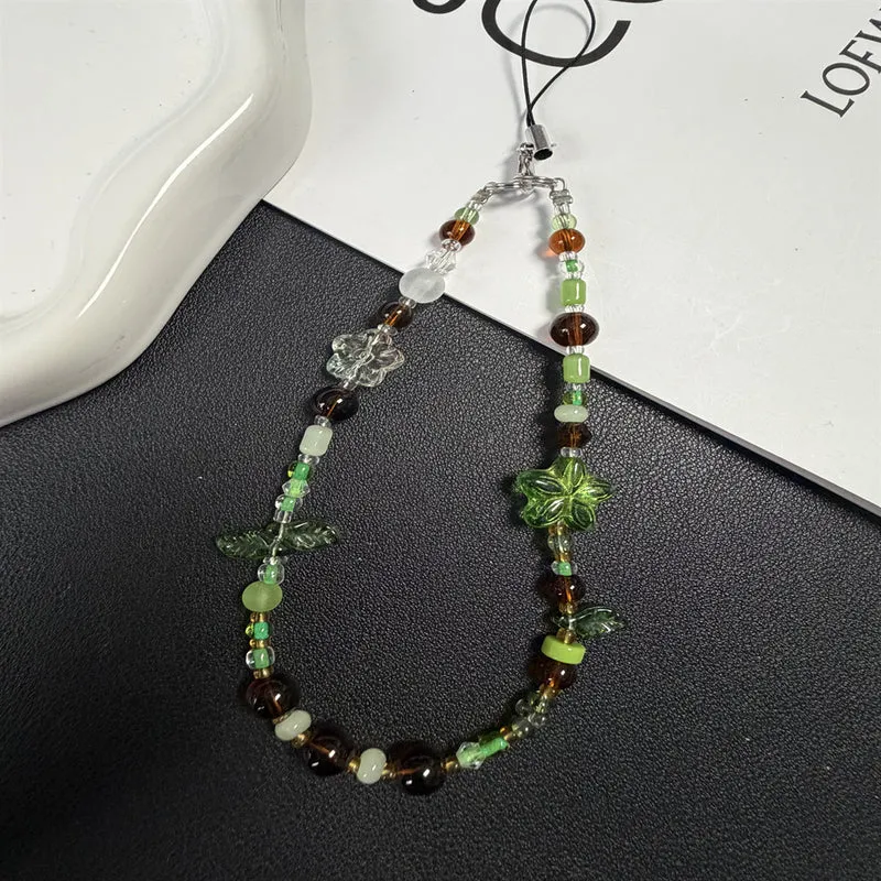 Beaded Floral Charm Telefon Halsband Karnz