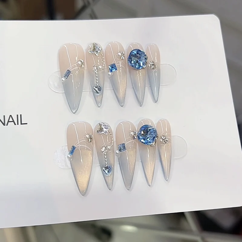 Elegant Stiletto Press-On Nail Set with Crystal Accents Stornfield