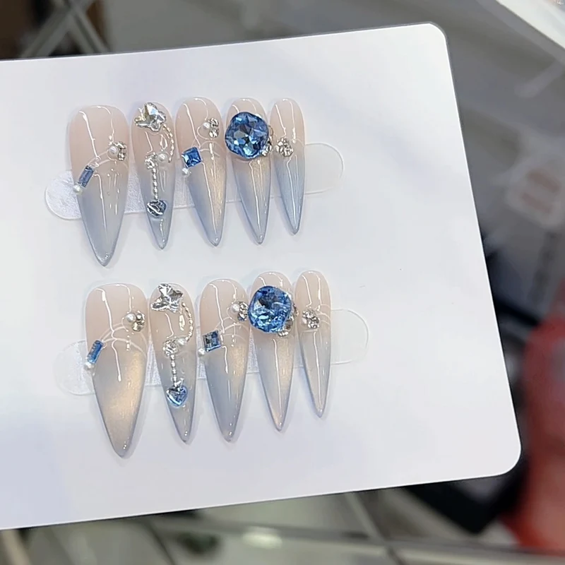 Elegant Stiletto Press-On Nail Set with Crystal Accents Stornfield