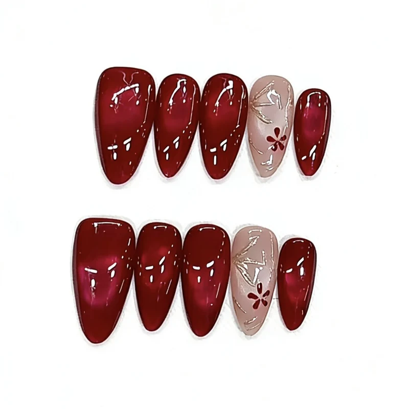 Elegant Red Press-On Nail Art Set Stornfield