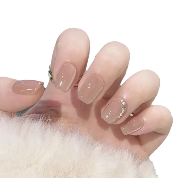 Elegant Press-On Nail Set with Rhinestone Accents Stornfield