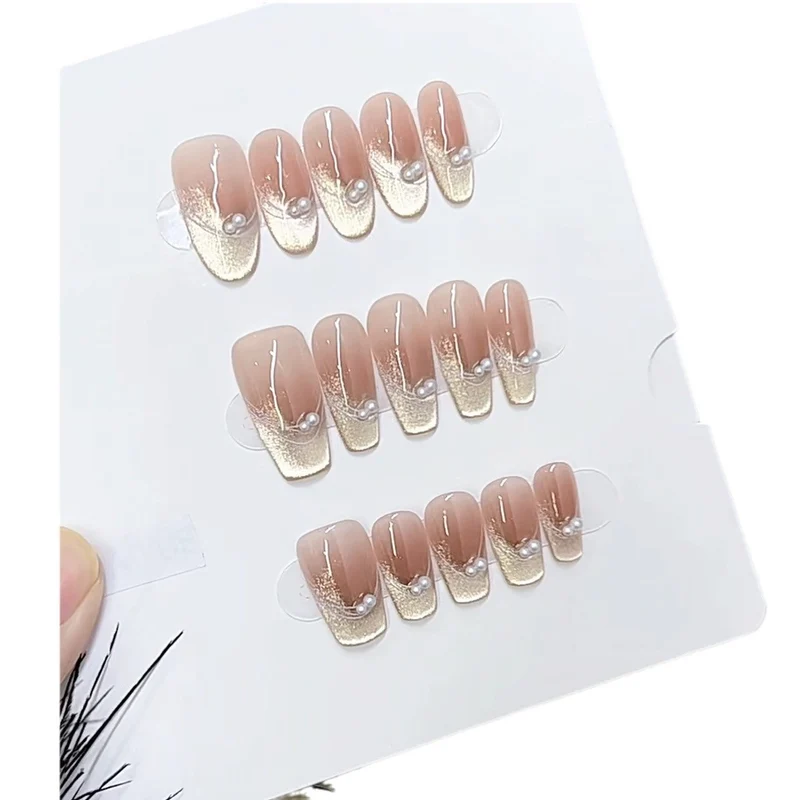 Elegant Press-On Nail Set with Pearls Stornfield