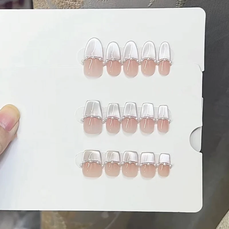 Elegant Press-On Nail Set with Pearl Accents Stornfield