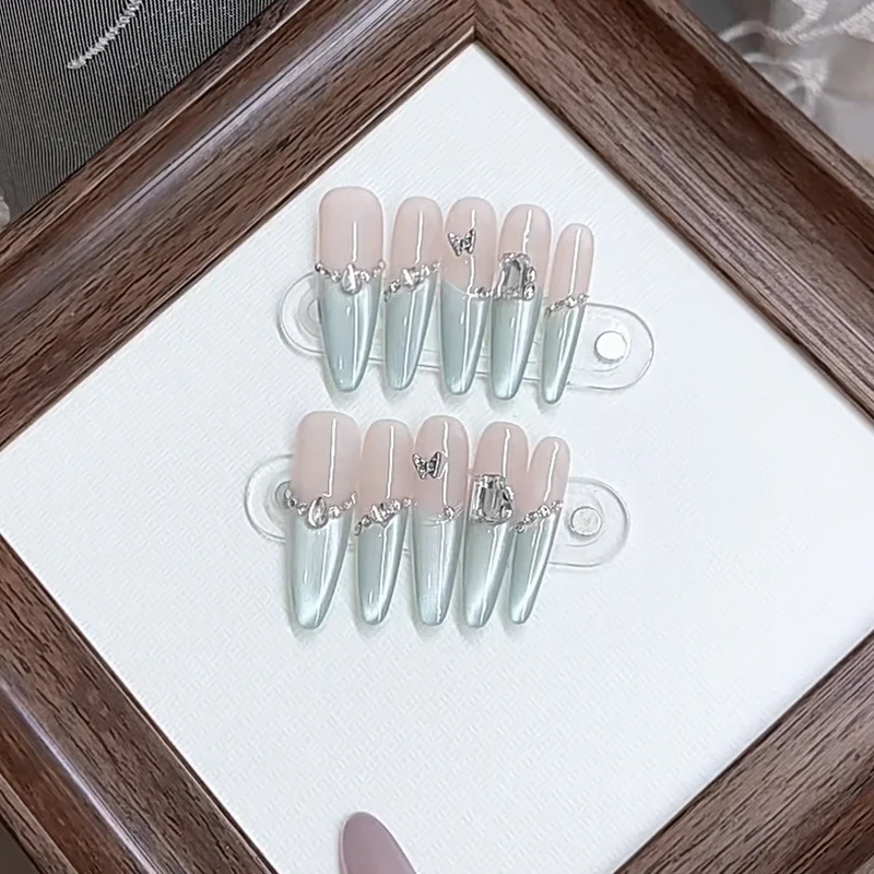 Elegant Press-On Nail Set with Crystal Accents Stornfield