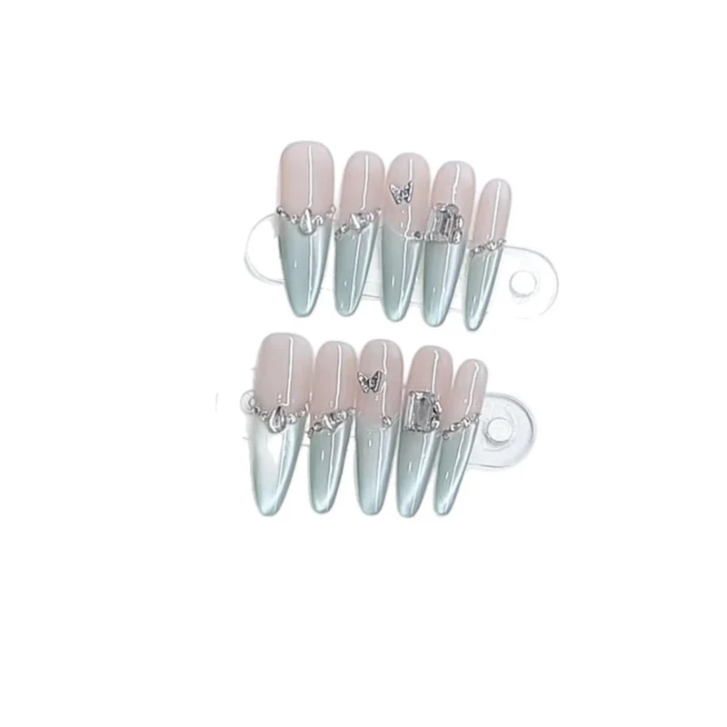 Elegant Press-On Nail Set with Crystal Accents Stornfield