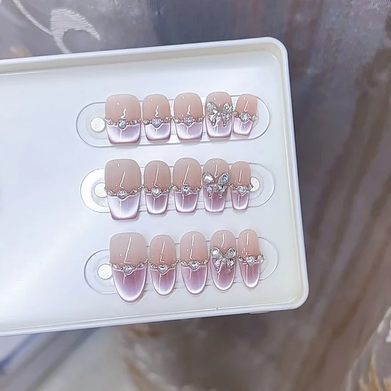 Elegant Press-On Nail Art Set with Butterfly Accents Stornfield