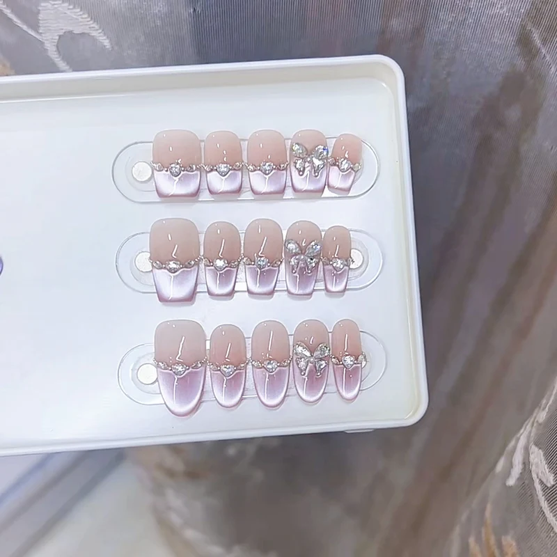 Elegant Press-On Nail Art Set with Butterfly Accents Stornfield